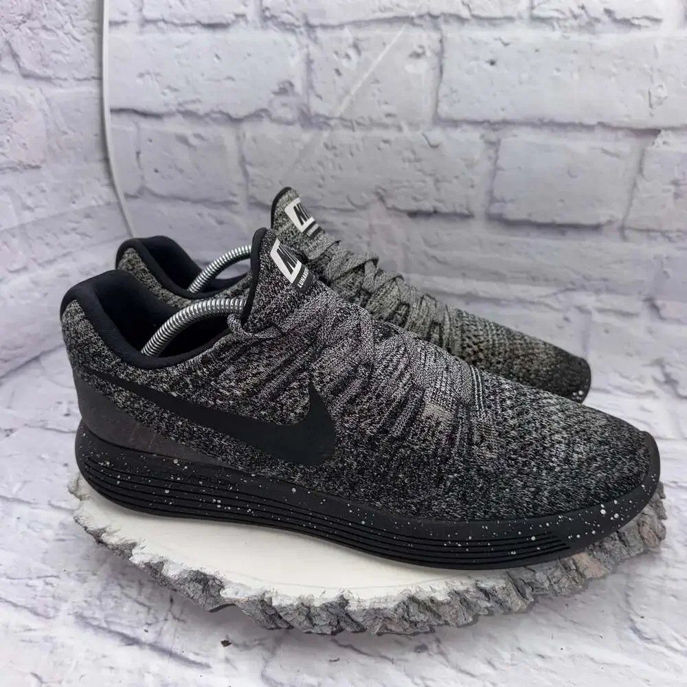 Nike LunarEpic Low Flyknit 2 Mens Running Shoes Black White 863779-041 Size 12